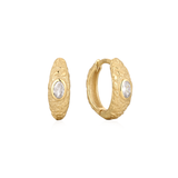 Dune Oval Stone Textured Hoop Earrings