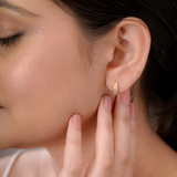 Dune Oval Stone Textured Hoop Earrings