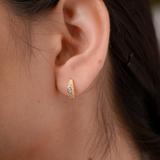Dune Oval Stone Textured Hoop Earrings